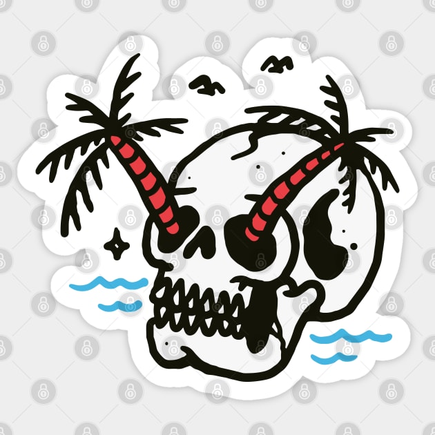 Skull Coconut Trees Sticker by quilimo